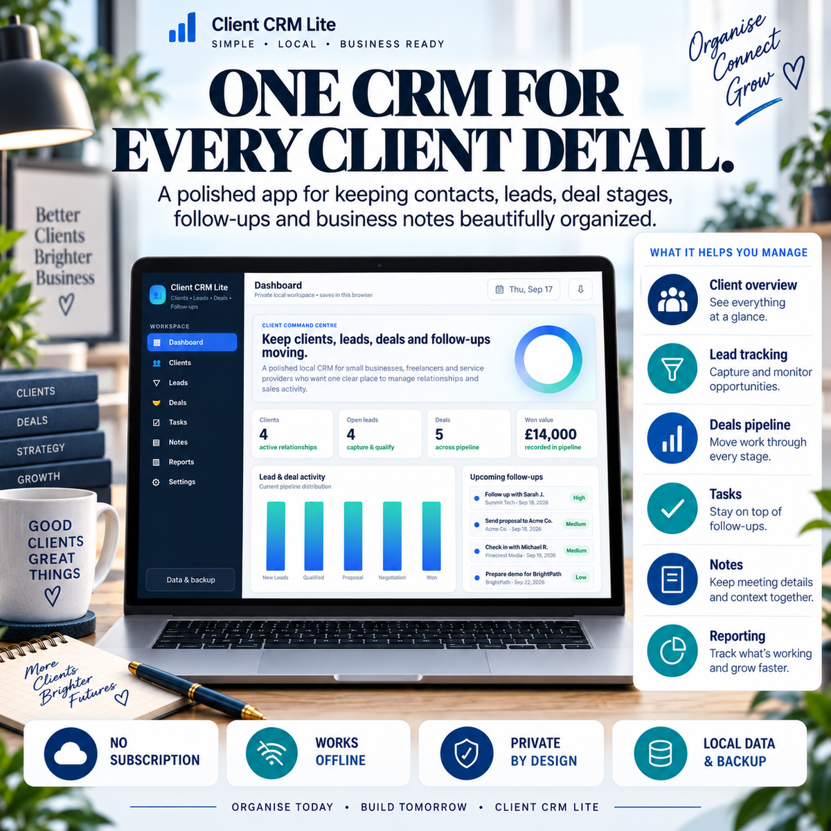 π₯π± Client CRM Lite App β Interactive Personal Business Planner