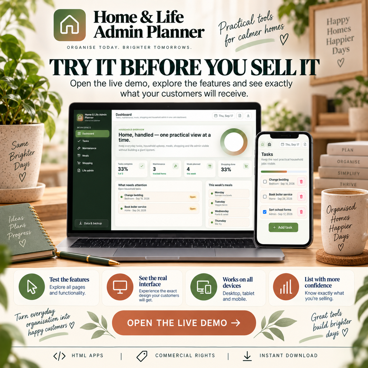 π‘π± Home & Life Admin Planner App β Ready-Made Digital Product