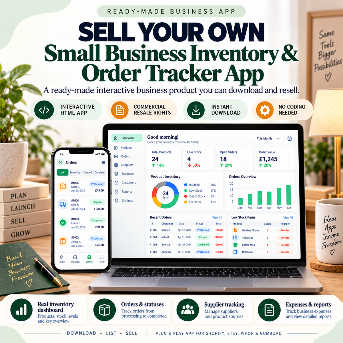 📦 Small Business Inventory & Order Tracker App — Ready-Made Digital Product