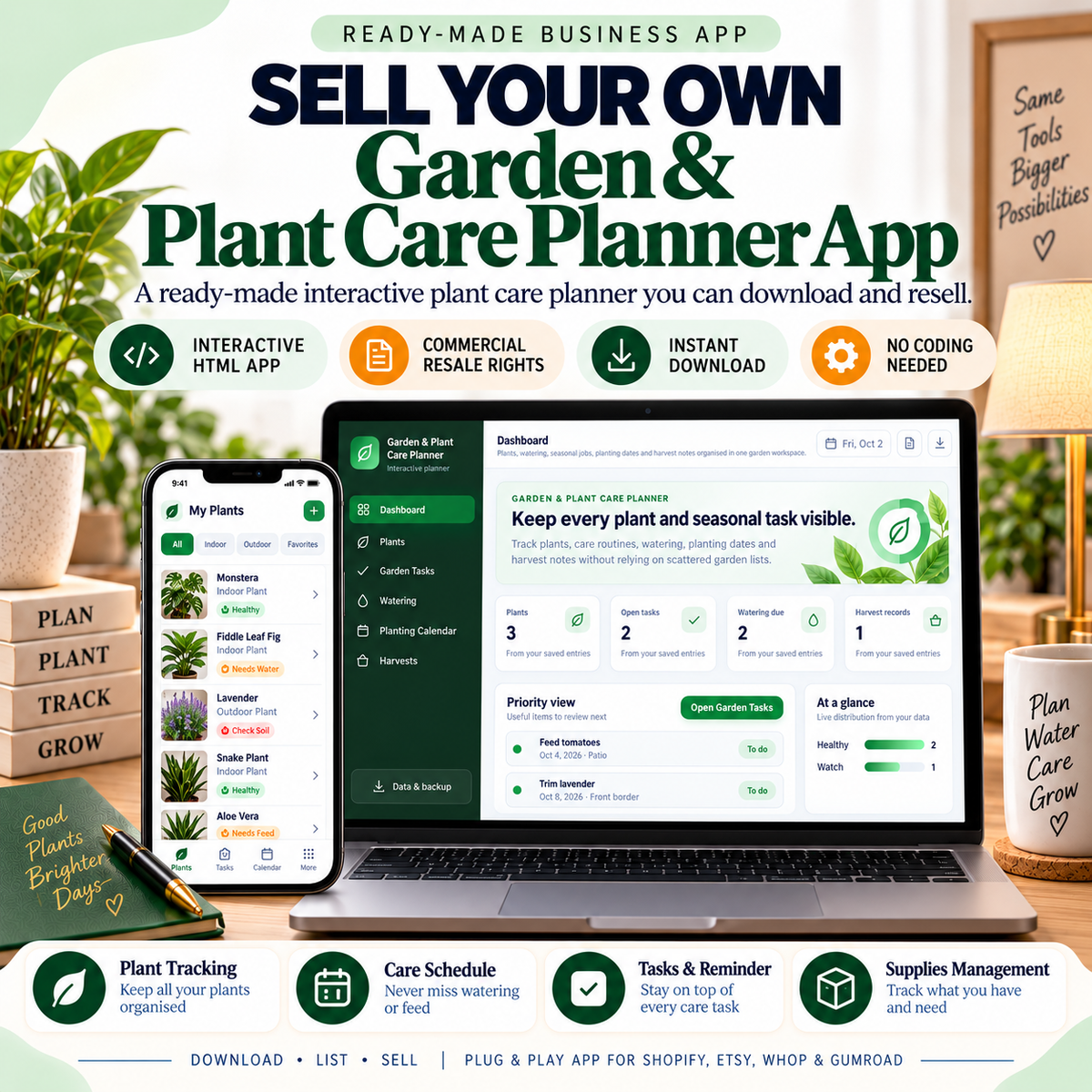🌱 Garden & Plant Care Planner App — Ready-Made Digital Product