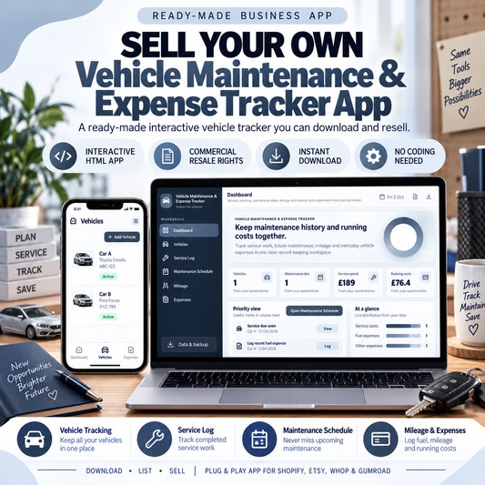 🚗 Vehicle Maintenance & Expense Tracker App — Ready-Made Digital Product