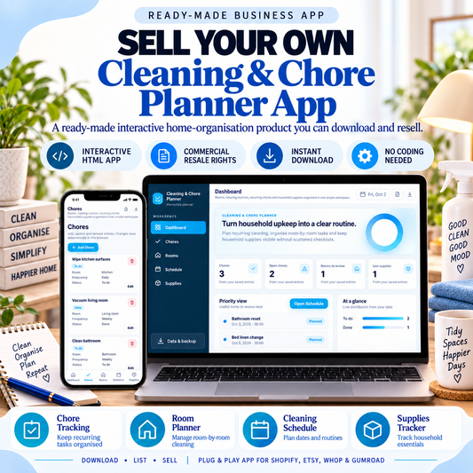 🧹 Cleaning & Chore Planner App — Ready-Made Digital Product
