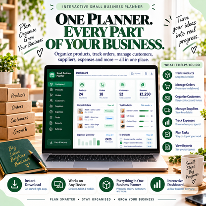 📦📱 Small Business Inventory & Order Tracker App — Interactive Business Planner