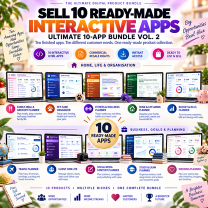 🚀📦 Ultimate 10-App Bundle Vol. 2 — Ready-Made Digital Products