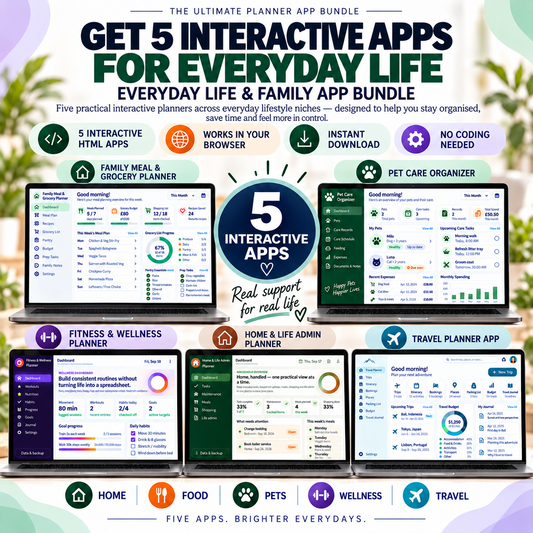 🏡📱 Everyday Life & Family — 5 Interactive Personal Apps Bundle