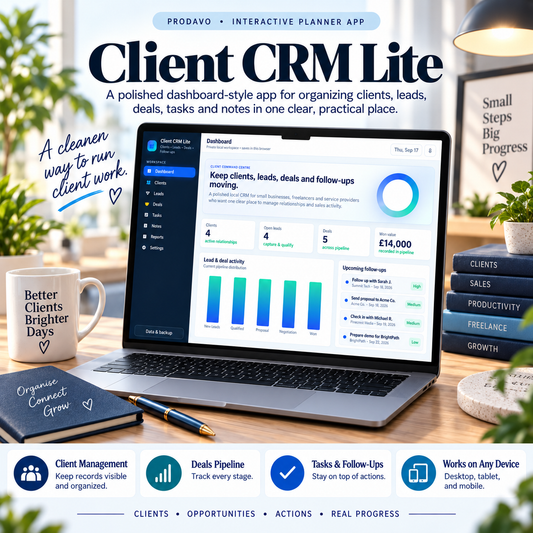 👥📱 Client CRM Lite App — Interactive Personal Business Planner