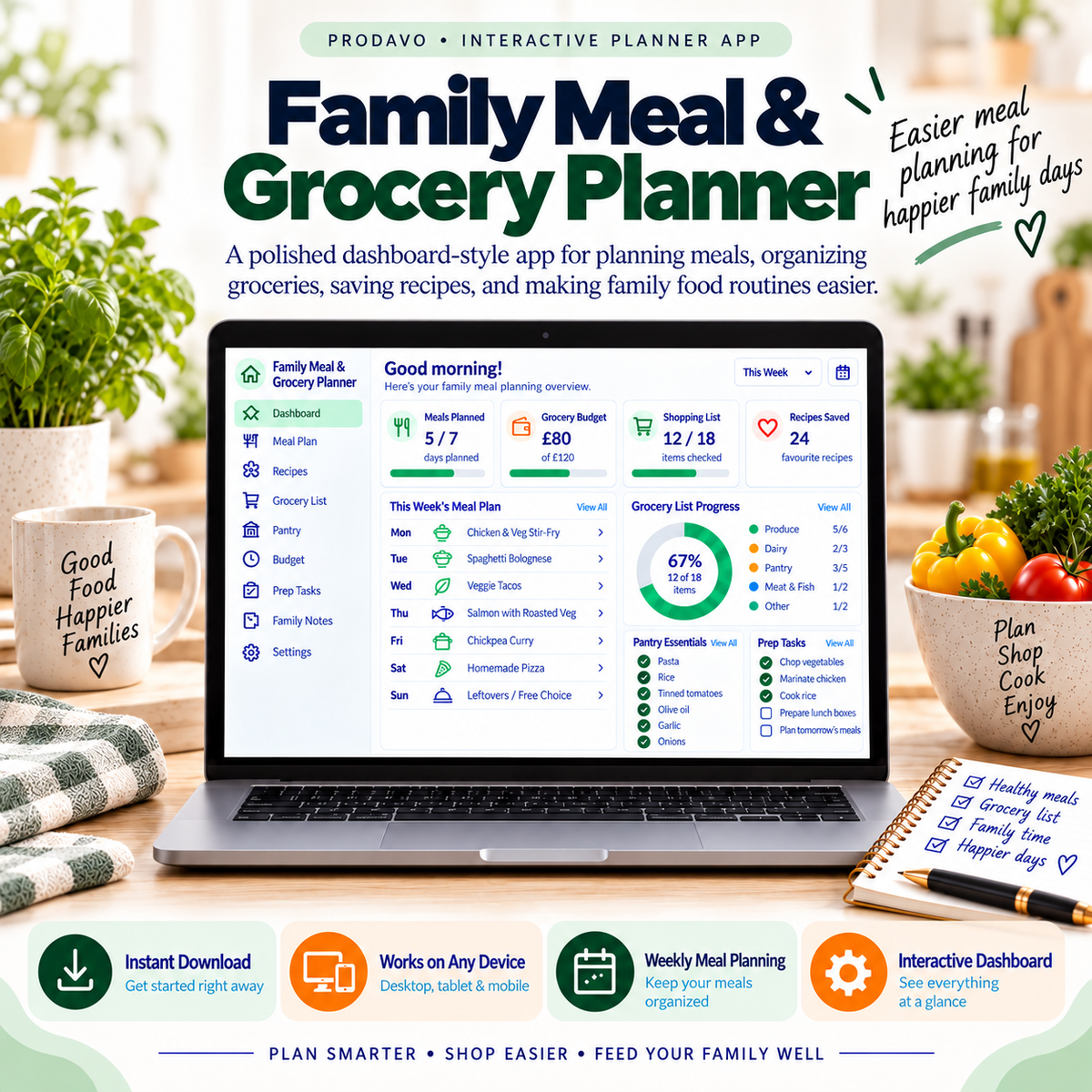 🍲📱 Family Meal & Grocery Planner App — Interactive Personal Planner