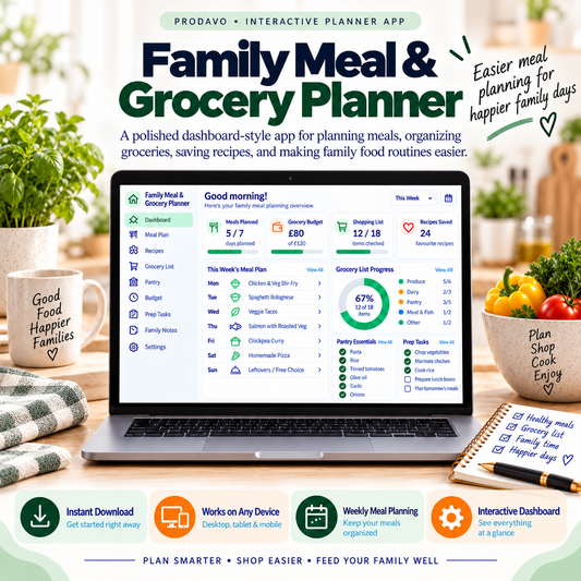 🍲📱 Family Meal & Grocery Planner App — Interactive Personal Planner