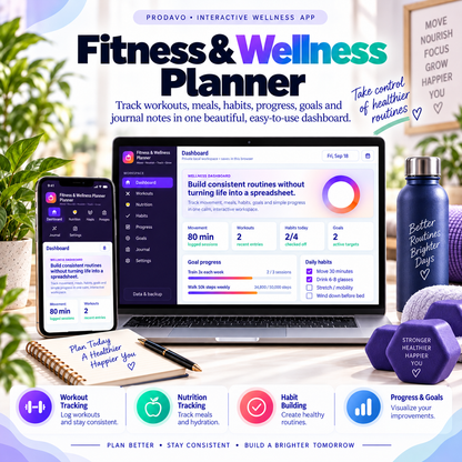 🏋️📱 Fitness & Wellness Planner App — Interactive Personal Planner