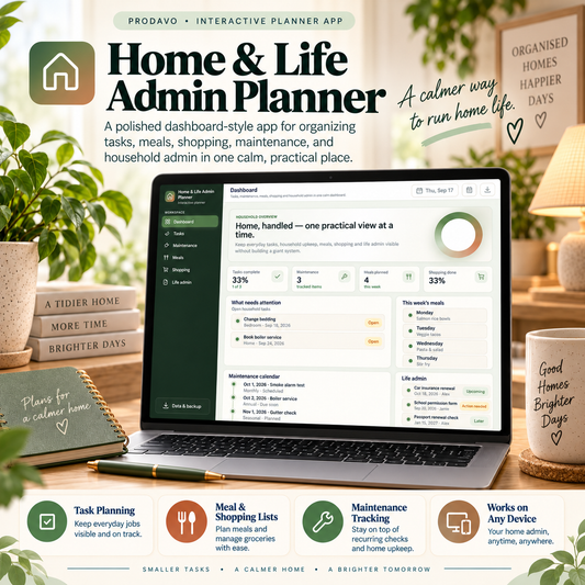 🏡📱 Home & Life Admin Planner App — Interactive Personal Planner