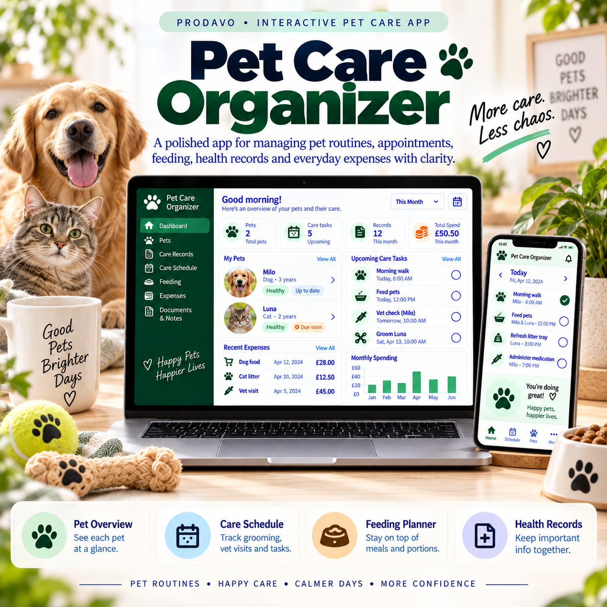 🐾📱 Pet Care Organizer App — Interactive Personal Planner