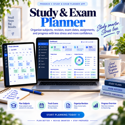 📚📱 Study & Exam Planner App — Interactive Personal Planner