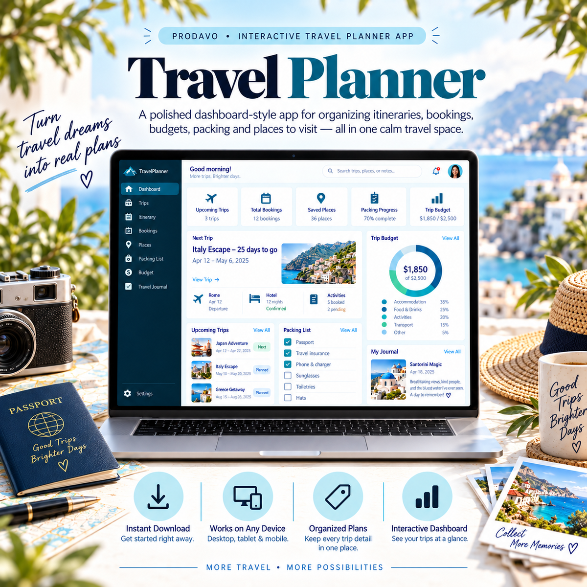 ✈️📱 Travel Planner App — Interactive Personal Planner