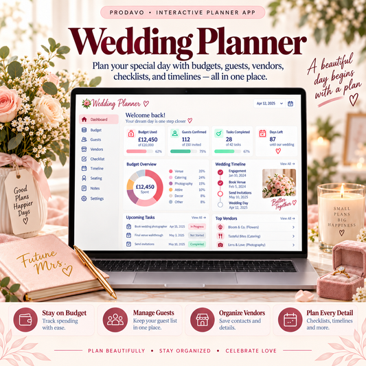 💍📱 Wedding Planner App — Interactive Personal Planner