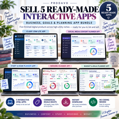 💼📦 Business, Goals & Planning 5-App Bundle — Ready-Made Digital Products