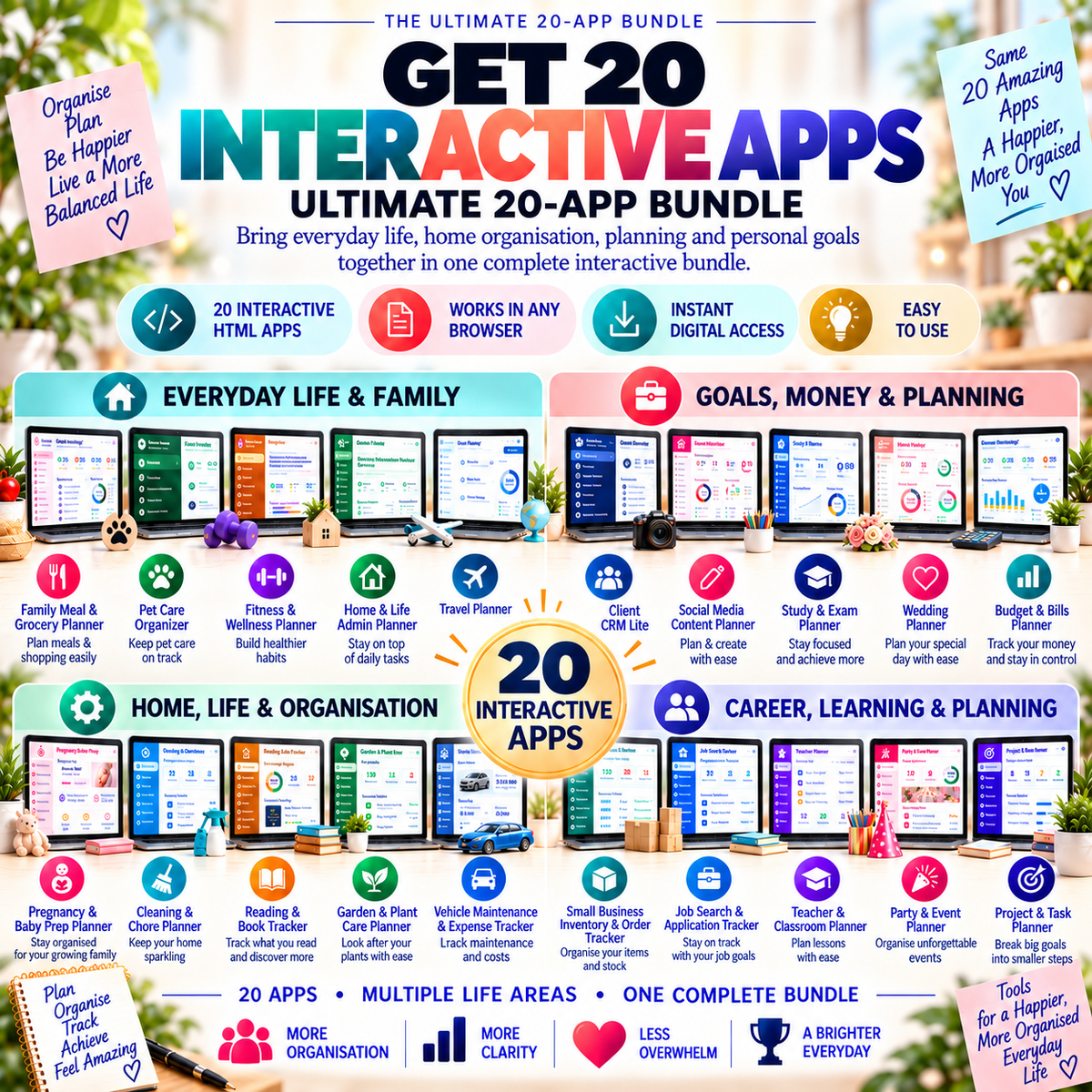 📱📦 Ultimate 20-App Bundle — Interactive Personal Planners