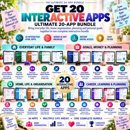 📱📦 Ultimate 20-App Bundle — Interactive Personal Planners