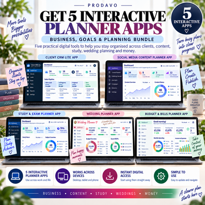 💼📦 Business, Goals & Planning 5-App Bundle — Interactive Personal Planners
