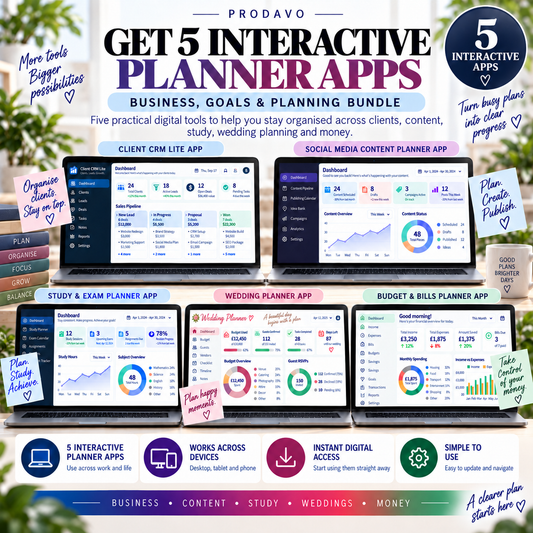 💼📦 Business, Goals & Planning 5-App Bundle — Interactive Personal Planners