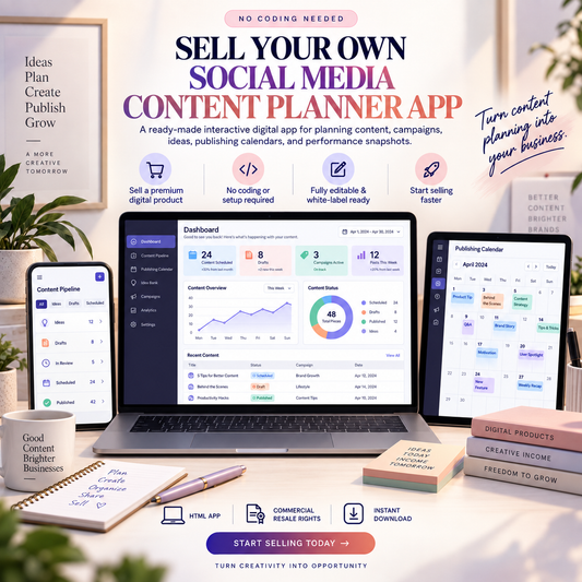 📱✨ Social Media Content Planner App — Ready-Made Digital Product