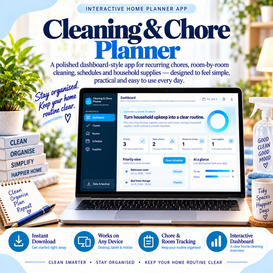🧹📱 Cleaning & Chore Planner App — Interactive Personal Planner