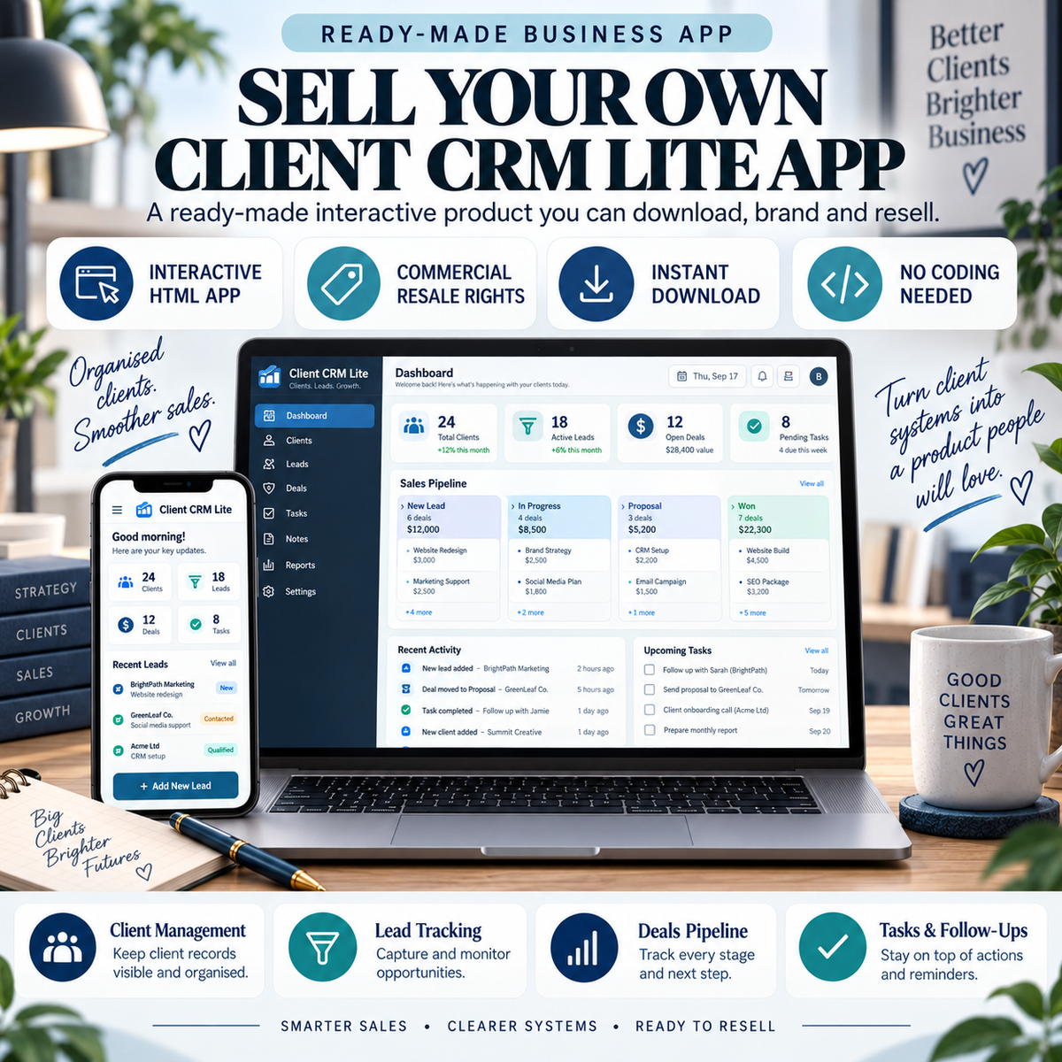 🤝📱 Client CRM Lite App — Ready-Made Digital Product