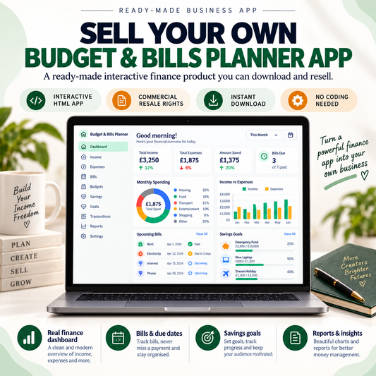 💰📱 Budget & Bills Planner App — Ready-Made Digital Product