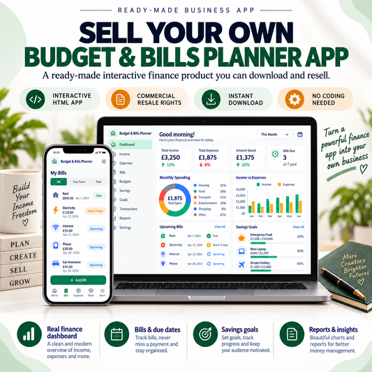 💰📱 Budget & Bills Planner App — Ready-Made Digital Product