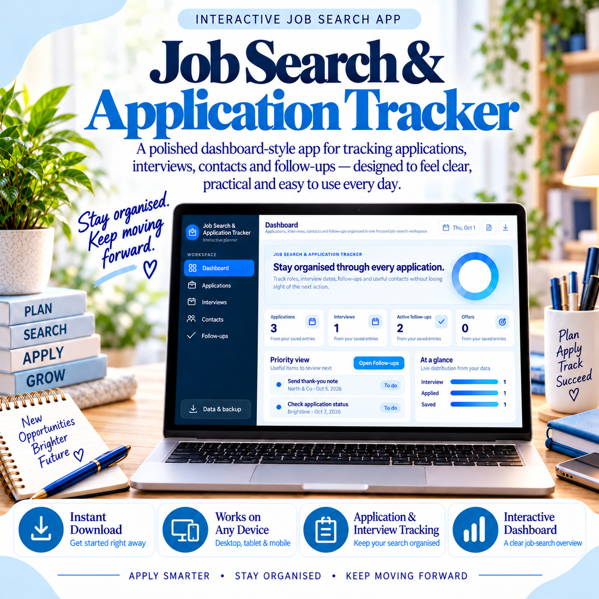 💼📱 Job Search & Application Tracker App — Interactive Personal Planner