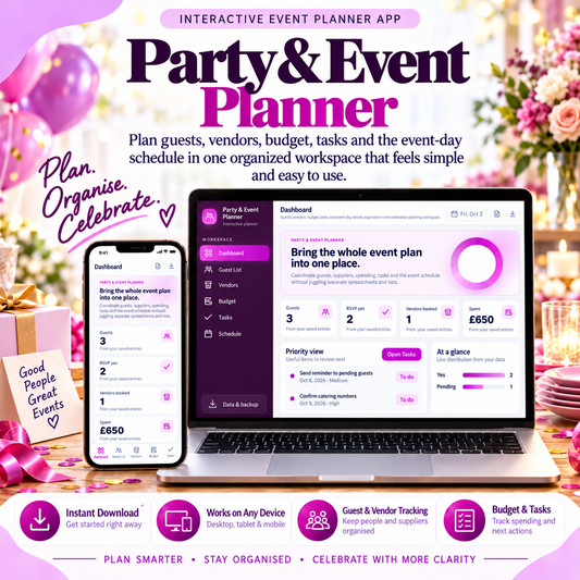 🎉📱 Party & Event Planner App — Interactive Personal Planner