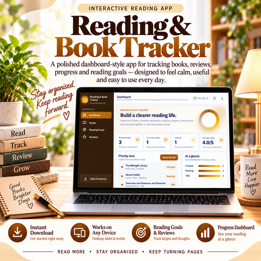 📚📱 Reading & Book Tracker App — Interactive Personal Planner