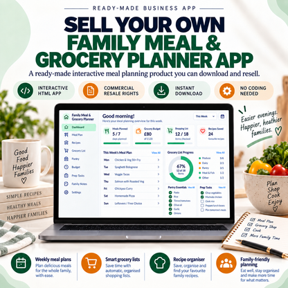 🍲🛒 Family Meal & Grocery Planner App — Ready-Made Digital Product