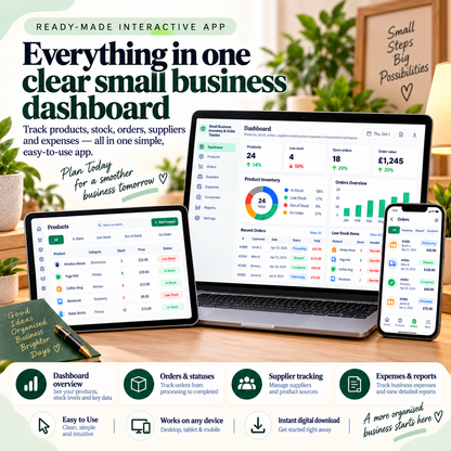 📦📱 Small Business Inventory & Order Tracker App — Interactive Business Planner