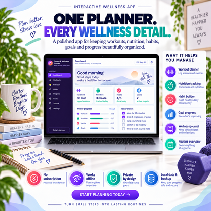 🏋️📱 Fitness & Wellness Planner App — Interactive Personal Planner