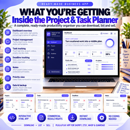 📋 Project & Task Planner App — Ready-Made Digital Product