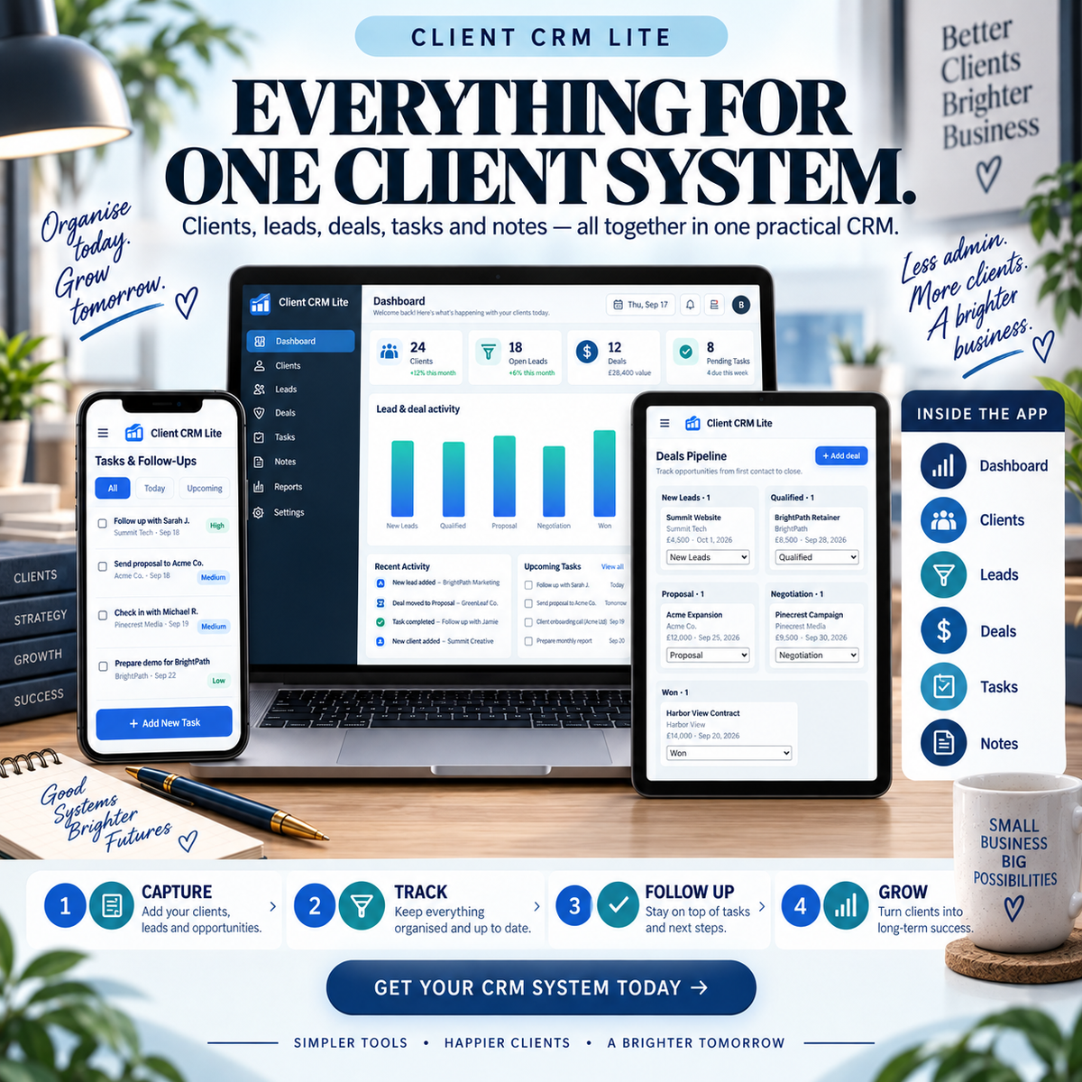 👥📱 Client CRM Lite App — Interactive Personal Business Planner
