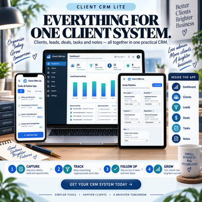 👥📱 Client CRM Lite App — Interactive Personal Business Planner
