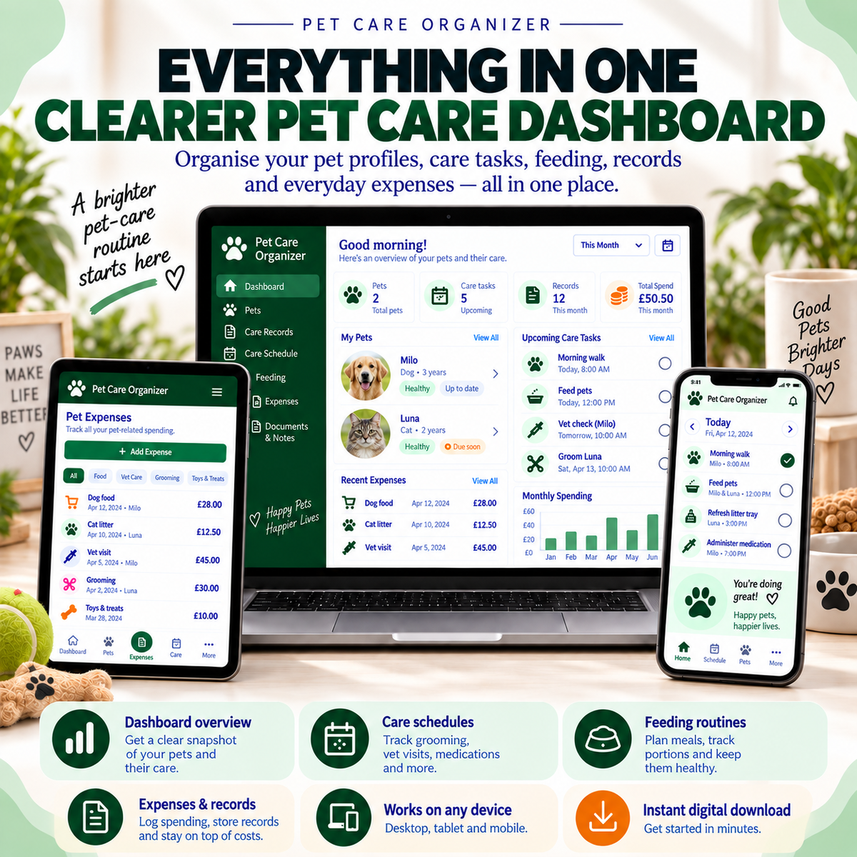 🐾📱 Pet Care Organizer App — Interactive Personal Planner
