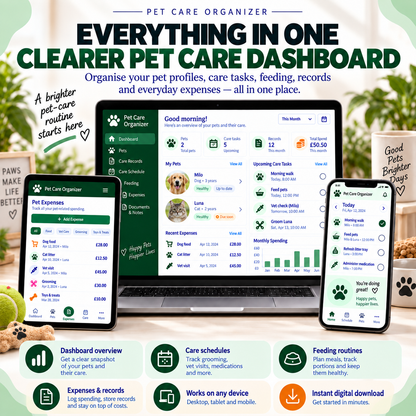 🐾📱 Pet Care Organizer App — Interactive Personal Planner