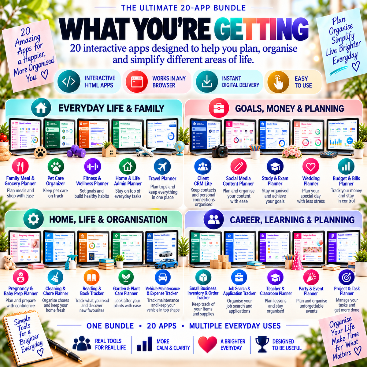 📱📦 Ultimate 20-App Bundle — Interactive Personal Planners