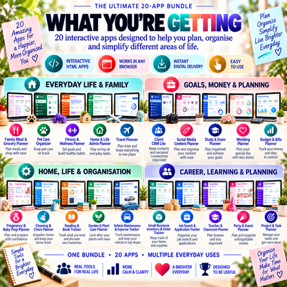 📱📦 Ultimate 20-App Bundle — Interactive Personal Planners