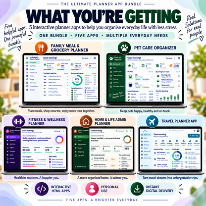 🏡📱 Everyday Life & Family — 5 Interactive Personal Apps Bundle