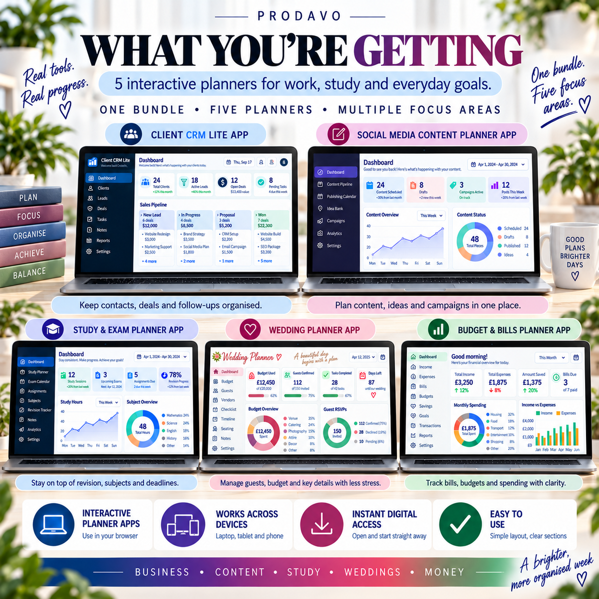 💼📦 Business, Goals & Planning 5-App Bundle — Interactive Personal Planners