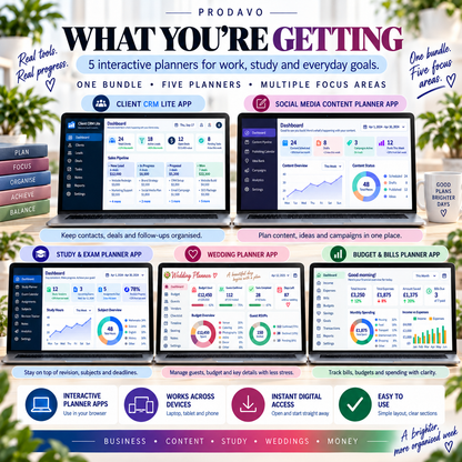 💼📦 Business, Goals & Planning 5-App Bundle — Interactive Personal Planners
