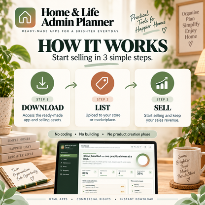 🏡📱 Home & Life Admin Planner App — Ready-Made Digital Product