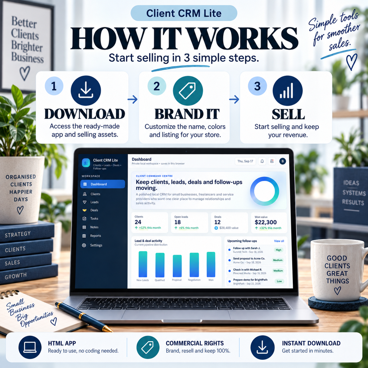 🤝📱 Client CRM Lite App — Ready-Made Digital Product