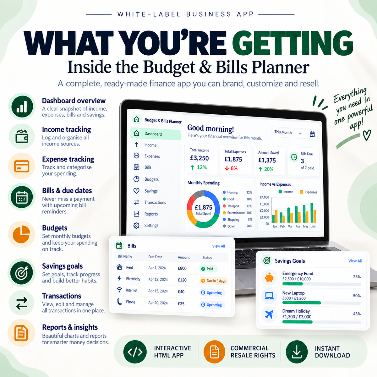 💰📱 Budget & Bills Planner App — Ready-Made Digital Product