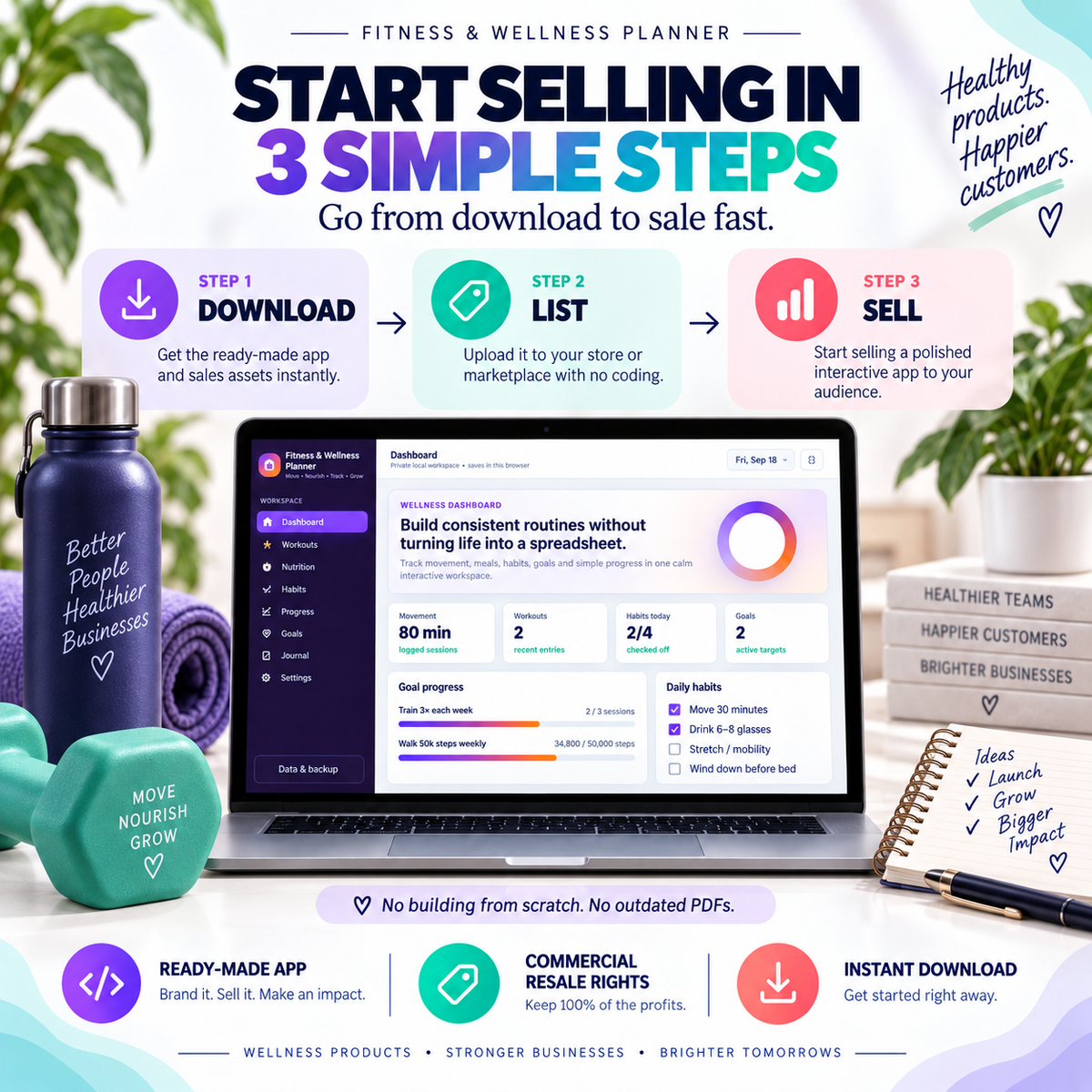 🏋️📱 Fitness & Wellness Planner App — Ready-Made Digital Product