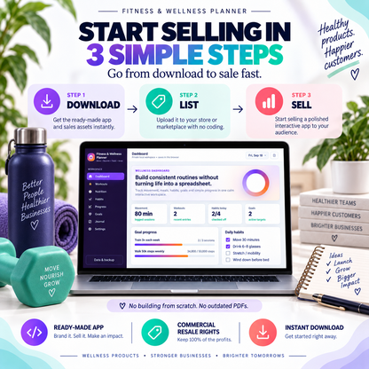 🏋️📱 Fitness & Wellness Planner App — Ready-Made Digital Product