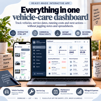 🚗📱 Vehicle Maintenance & Expense Tracker App — Interactive Personal Planner